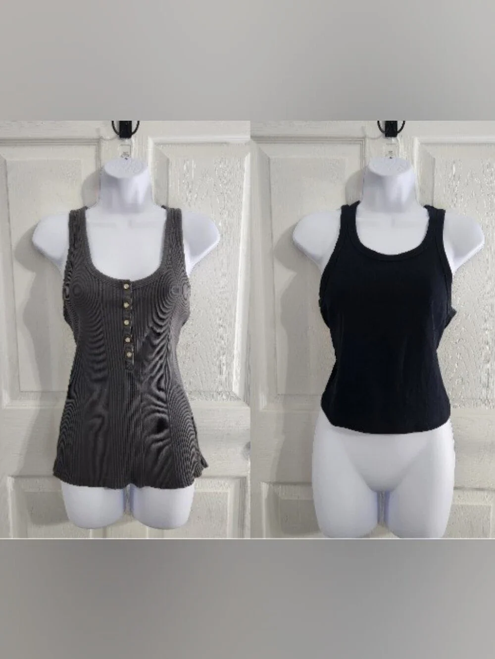 Aerie tank tops set of 2 Large minimalist basic staple stretch black Gray